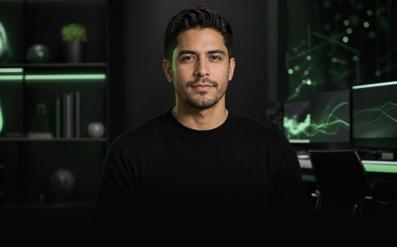 Instructor del curso en un estudio de IA moderno